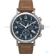 TIMEX TW2T68900 Men's Analog Watch Standard Chronograph 41mm Leather Strap Blue Brown *Original