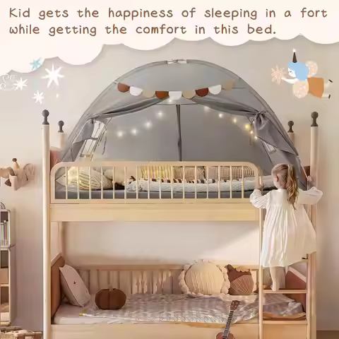 Kids Bed Tent Canopy Privacy Space Breathable Portable Twin Bed Canopy Indoor Tent For Living Room C