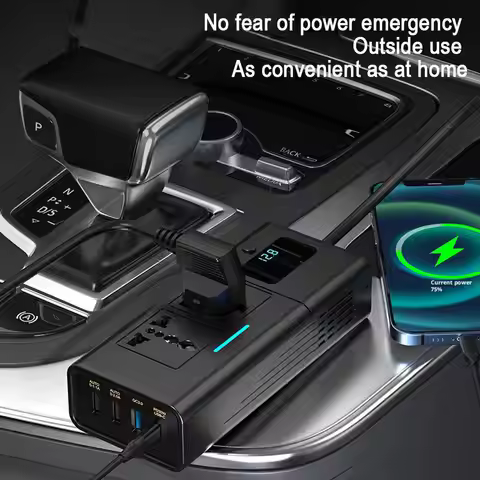 Car 220v Inverter 12 To 220 Voltage Power Converter 200W For 12V Vehicles Cigarette Lighter Power Ad