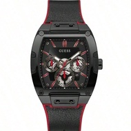 Men's Stylish Business Casual Three-Eye Multi-Function Dial Silicone & PU Leather Strap Quartz Watch