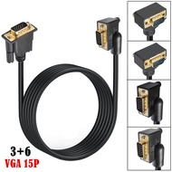 Up/Down/Right/Left 90 Degree Angle 15-Pin VGA Male to Male HD Video Adapter Cable 0.5m 1.0m 1.5m for
