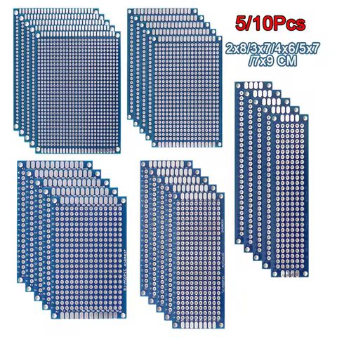 5/10PCS PCB Board Prototype Board Blue 2x8/3x7/4x6/5x7/7x9cm Double Sided Circuit Boards For DIY Sol