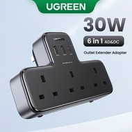Ugreen PD30W 6-in-1 Fast Charging USB-A USB-C Extension Socket Wall Plug for iPhone 15 14, Macbook, 