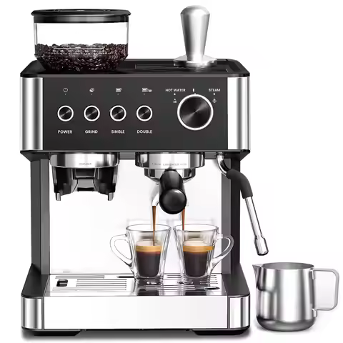 Espresso Machine 20 Bar, Expresso Coffee Machines with Grinder, Espresso Maker with Milk Frother Ste