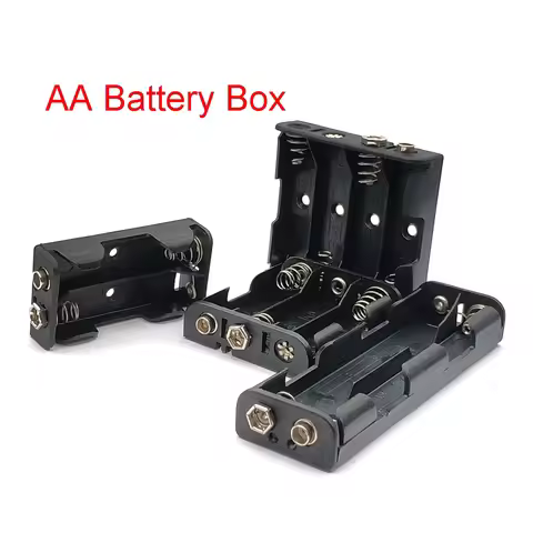AA Battery Holder 3V 6V 9V 12V for 2X 4X 6X 8X AA Batteries Black Plastic Storage Box Case Dual Laye