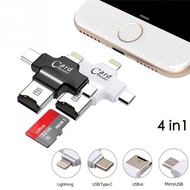 ⚡️พร้อมส่งจาก กทม.⚡️ การ์ดรีดเดอร์ 4 in 1 Micro USB Type C 8 Pin TF Card OTG สำหรับ iOS Android Ipad/iphone 7plus/6s/5s ( MEM 32G )🔥