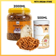 Dried Mealworm 2000ml 500ml Protein food Mealworm Non-GMO Treats Hedgehog Sugar Glider Hamster Snack