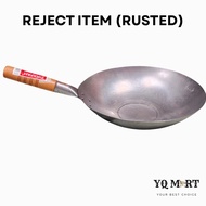 [⚠REJECT SALES – RUSTED] Wooden Handle Deep Iron Cauldron Wok / Single Handle Wok / Kuali
