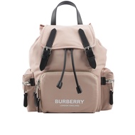 【BURBERRY 巴寶莉】The Rucksack 標誌印花尼龍中型軍旅背包(玫瑰粉)/平行輸入BU15100071