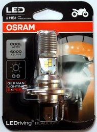 OSRAM LED หลอดไฟหน้าแบบ 3 เขี้ยว 6000K ใส่มอเตอร์ไซค์ HS1 COOL WHITE 12V 5/5.5W