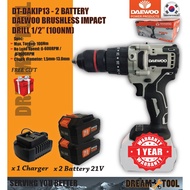 * 1 YEAR WARRANTY * DAEWOO PRO 21V Brushless Cordless Impact Drill 13MM DT-DAKIP13 *DRILL BATERI / C