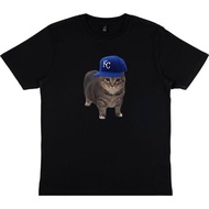 CAT BRAIN ROT Meme T-shirt/ Inspired Meme T-shirt/ Cat T-shirt - Blue Hat M