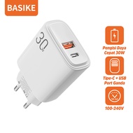BASIKE Kepala Charger iphone Fast Charging 30W Type C USB Handphone Fast Charger Murah for ip xiaomi Samsung OPPO vivo