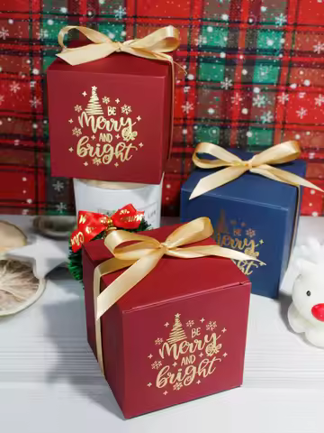 8×8×8cm Merry Christmas ,Square Candy Boxes Bags Christmas Santa Claus Gift Box Party Decoration 202