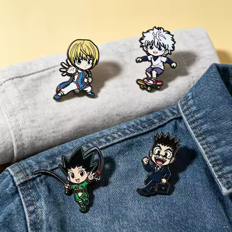 4Pcs Anime Hunters Enamel Pins Set Metal Brooch Lapel Badge For Clothes Fans Cosplay Jewelry