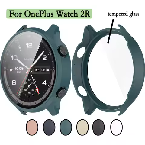 For OnePlus Watch 2R Watch Case 2 in 1 Protective Case With Tempered Glass PC Watchcase For OnePlus 