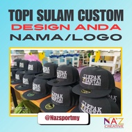 Cap Topi Lelaki Hat Baseball Trucker Snapback Embroidery 5 Panel Sulam Men Logo Design Cotton Custom