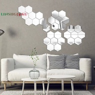 [linshgjkuS] 12Pcs Hexagonal Frame Stereoscopic Mirror Wall Sticker Decoration [NEW]