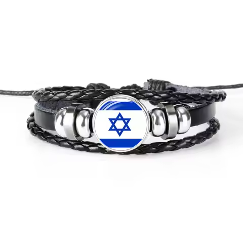 Love Israel Flag Leather Bracelets Charm Israel Bracelet For Women And Men Friendship Gift