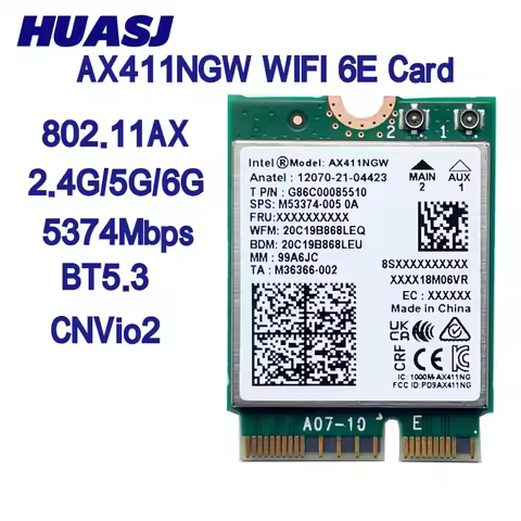 Wi-Fi 6E AX411 AX411NGW WIFI Network Card CNvio2 802.11ax 2.4/5/6GHz BT5.3 for Win 10 11 12th CPU