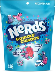 Kẹo dẻo hàng Mỹ NERDS Gummy Clusters Candy Very Berry Crunchy and Gummy 8 oz (227g)