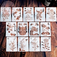 IST-7080 Type Dyeing Board/Set-Auspicious Animal Flower Symbol Painting Template Collage Board Rubbi