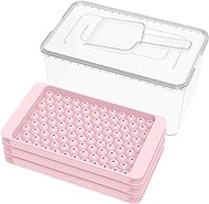 Toobimen Ice Cube Tray with Lid and Bin, Ice Trays for Freezer, 3 * 104 PCS Ice Cube Mold, 0.45'' Mini Ice Cube Trays for Mini Fridge Making Ice Balls for Coffee,Juice &amp;Soda(Pink)