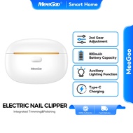MeeGoo 2 in1 Electric Nail Clipper Auto Nail Trimmer & Polisher with LED Light Portable Anti-pinch