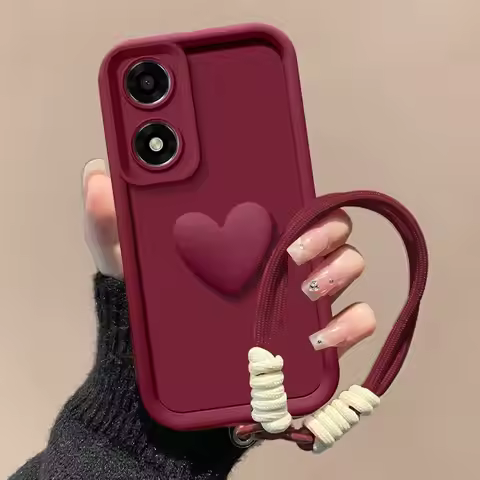 For OPPO A78 4G Case OPPO A58 4G OPPO A58 5G A78 5G A60 A18 A38 Phone Case Love Heart Hnad Strap Cov