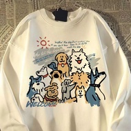 Taiwan Taiwan Ready Stock 100% Cotton American Retro Large Size Long-Sleeved Korean Version Street W