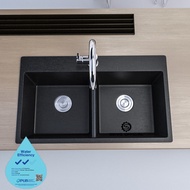 Quartz Kitchen Sink Drop-In/Topmount Single Bowl Granite Kitchen Sink Black