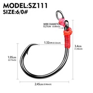 PROBEROS 5pcs Demon Circle Hook 6/0# 7/0# 8/0# 10/0# Carbon Steel Single Fishing Hook Big Game Saltw