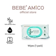 Bebe Amico Official Store Baby Pure Water Cleansing Wipes - 100% Bamboo Fibre (80pcs) [Exp: Oct 2027