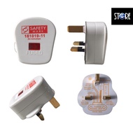 Standard 3 Pin Plug Head with Light indicator with Singapore Safety Mark (13Amp Fused Plug White)