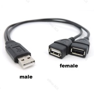 USB 2.0 USD A Male Plug To 2 way Female Splitter Socket USB 2.0 Extension cord Data Cable Power supp