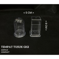 Acrylic Compact Toothpick Holder / Round and Square Acrylic Toothpick / Cylinder Square Compact