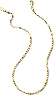 18k Gold Plated Rope Chain 3mm Stainless Steel Twist Chain Necklace for Men Women 16 Inches to 22 In