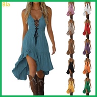 Bla Womens Dresses Vintage Cowgirl Dress Casual Sleeveless Ruffled Sundresses Halloween Western Outf