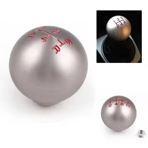 5 6 Speed Car Aluminum M10X1.5 Gear Shift Knob Manual Transmission Shifter Lever Round Ball Shape AT