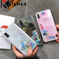 iPhone X XR XS MAX 7 8 Plus 6 6S SE 2020 Cute APP Icon Glitter Liquid Bling Quicksand Clear Soft Fra
