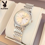 ☸◈ PLAYBOY 5556 นาฬิกาข้อมือผู้หญิงกันน้ำ นาฬิกาแบรนด์เนม ของแท้ รับประกัน 3 ปี แฟชั่น สีดำ ทอง เงิน