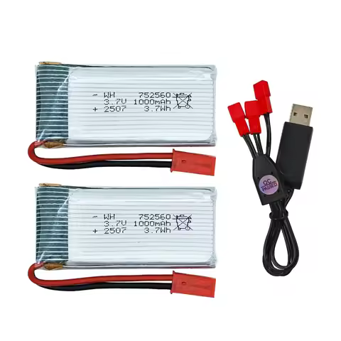 3.7V 1000mAh Li-Po Battery Kit, Includes 2 Batteries and 3 in 1 USB Chargers, Compatible with BM22 F