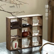 Tea Set Six Palace Grid Teapot Rack Tea Cup Tea Rack Jiugong Grid Handmade Storage Rack Rack Solid W