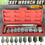 Socket Wrench Set 10 Pcs 8-24mm 6PT Socket Handle L 1/2" Shock Sock Set Socket Wrench Set 1/2 Inch 6