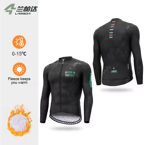 LAMEDA Winter Warm Fleece Cycling Jersey Men's Women's Long Sleeve Cycling Jersey MTB Warm Full Zip 