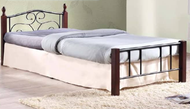 Bed Frame Steel Wood Single Double