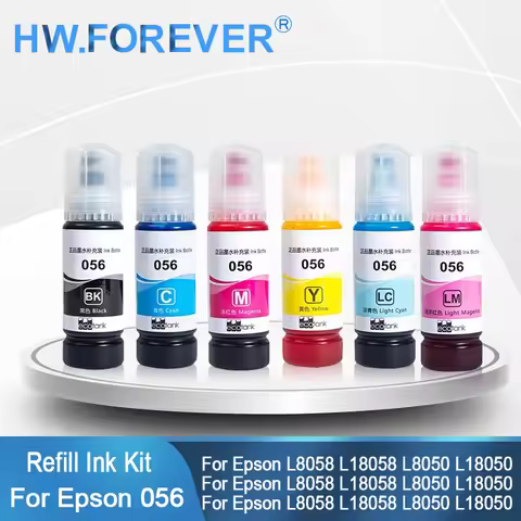 For Epson Original 056 057 Refill Ink Kit For Epson L8058 L18058 L8050 L18050 L18100 Printers Vivid