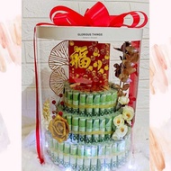 Buket uang money cake kue susun lampu hadiah imlek ultah anniv angpao