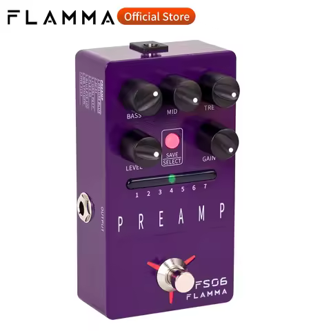 FLAMMA FS06 Guitar Preamp Pedal Digital Guitar Effects Preamp Pedal with 7 Preamp Models Built-in Ca