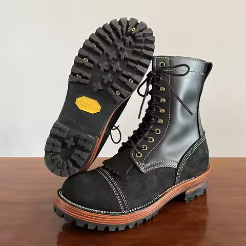 C755 RockCanRoll Size 35-50 Super Quality Genuine Italian Cow Leather Handmade Goodyear Welted Boots